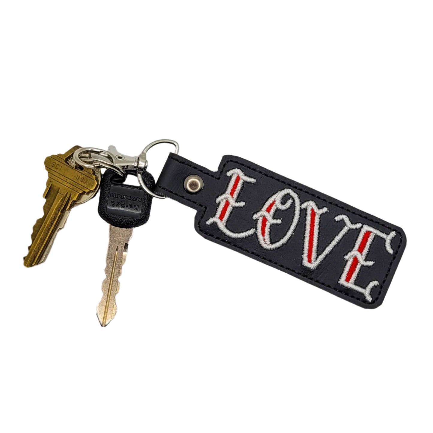Gothic Love Embroidered Vinyl Keychain