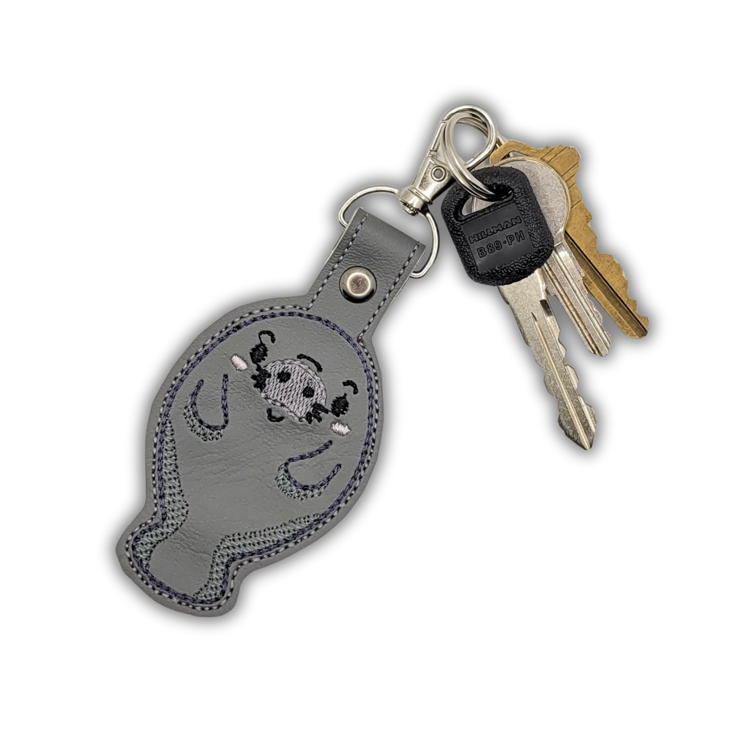 Manatee Embroidered Vinyl Keychain