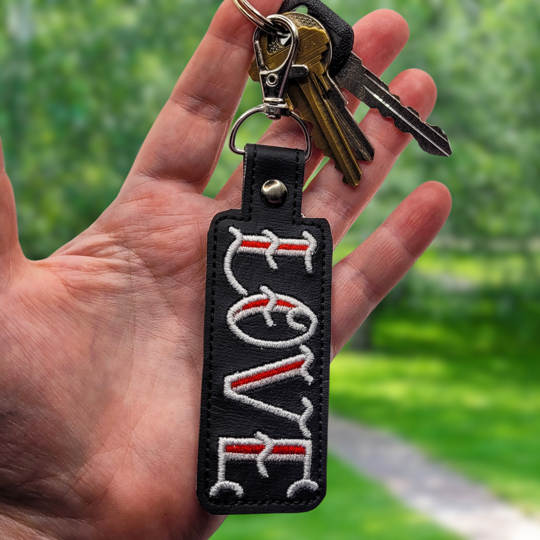 Gothic Love Embroidered Vinyl Keychain