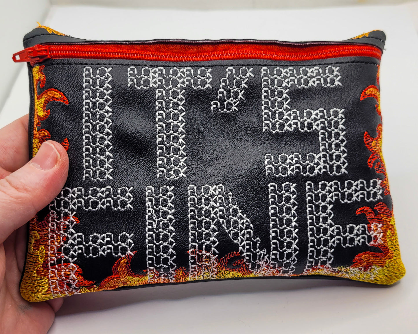 It's Fine Zippered Embroidered Pouch