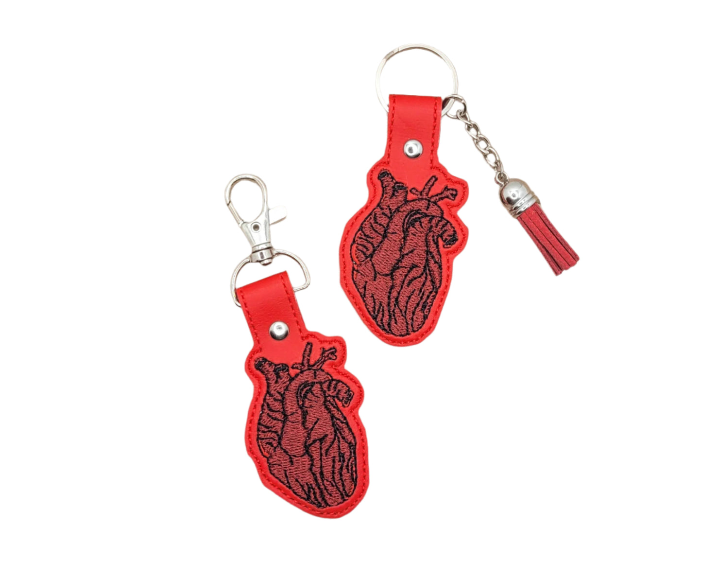 Realistic Heart Embroidered Vinyl Keychain