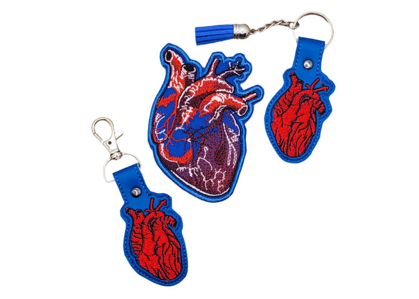 Realistic Heart Embroidered Vinyl Keychain