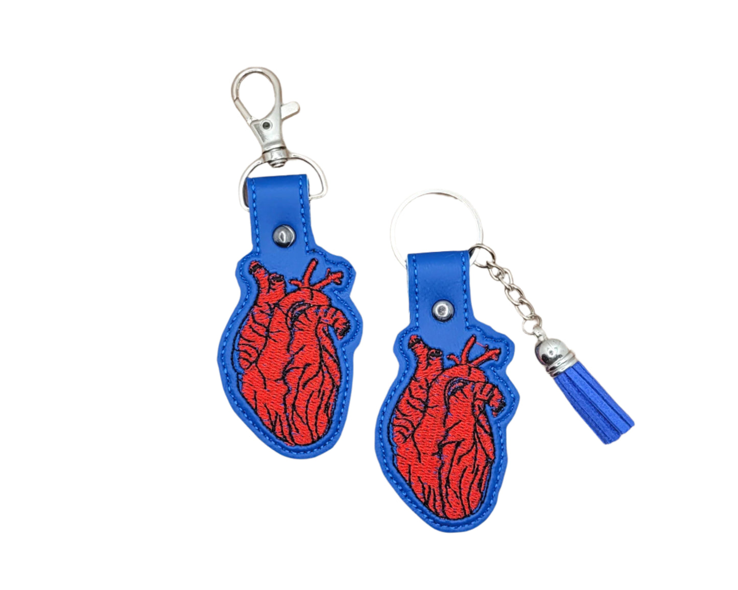 Realistic Heart Embroidered Vinyl Keychain