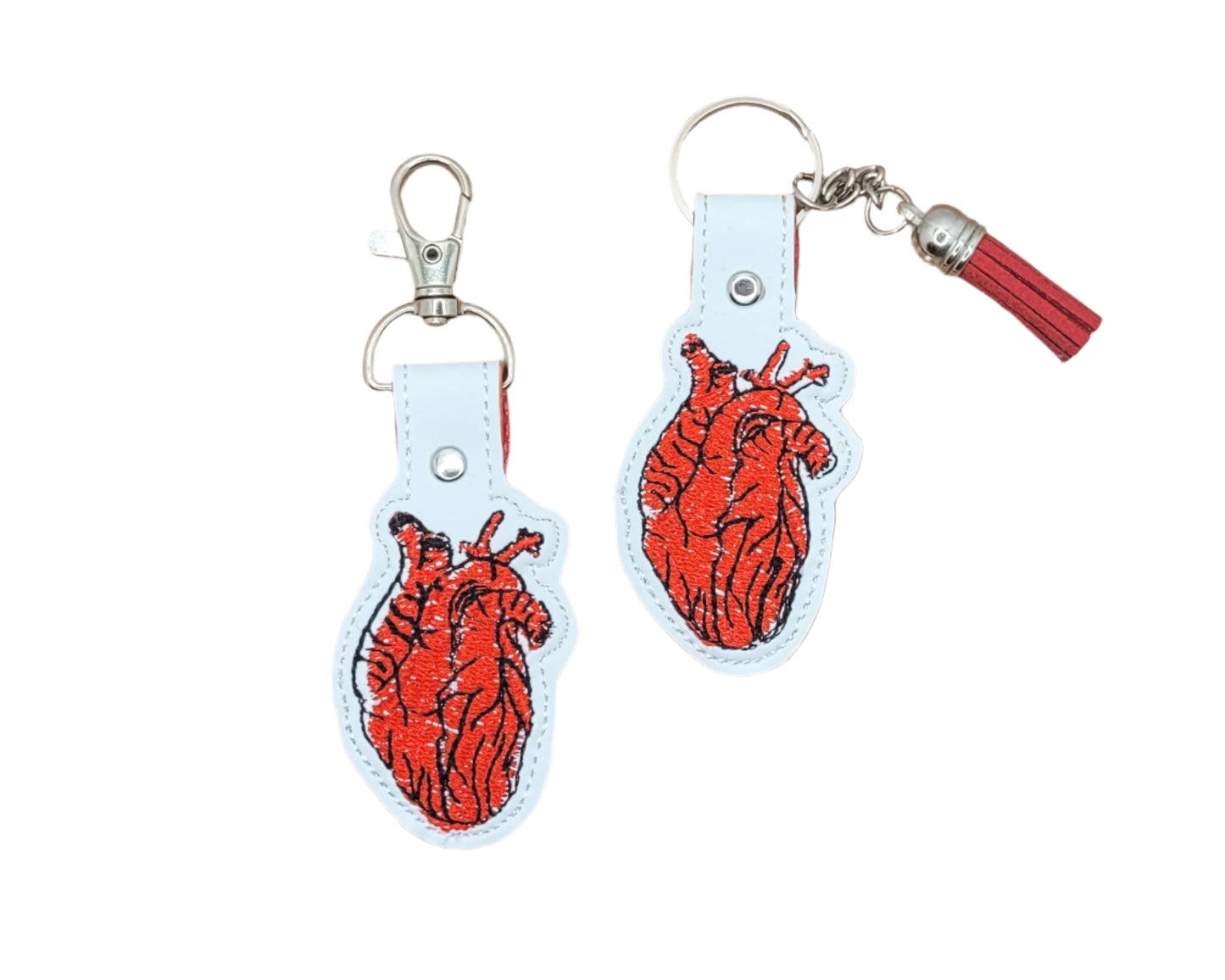 Realistic Heart Embroidered Vinyl Keychain