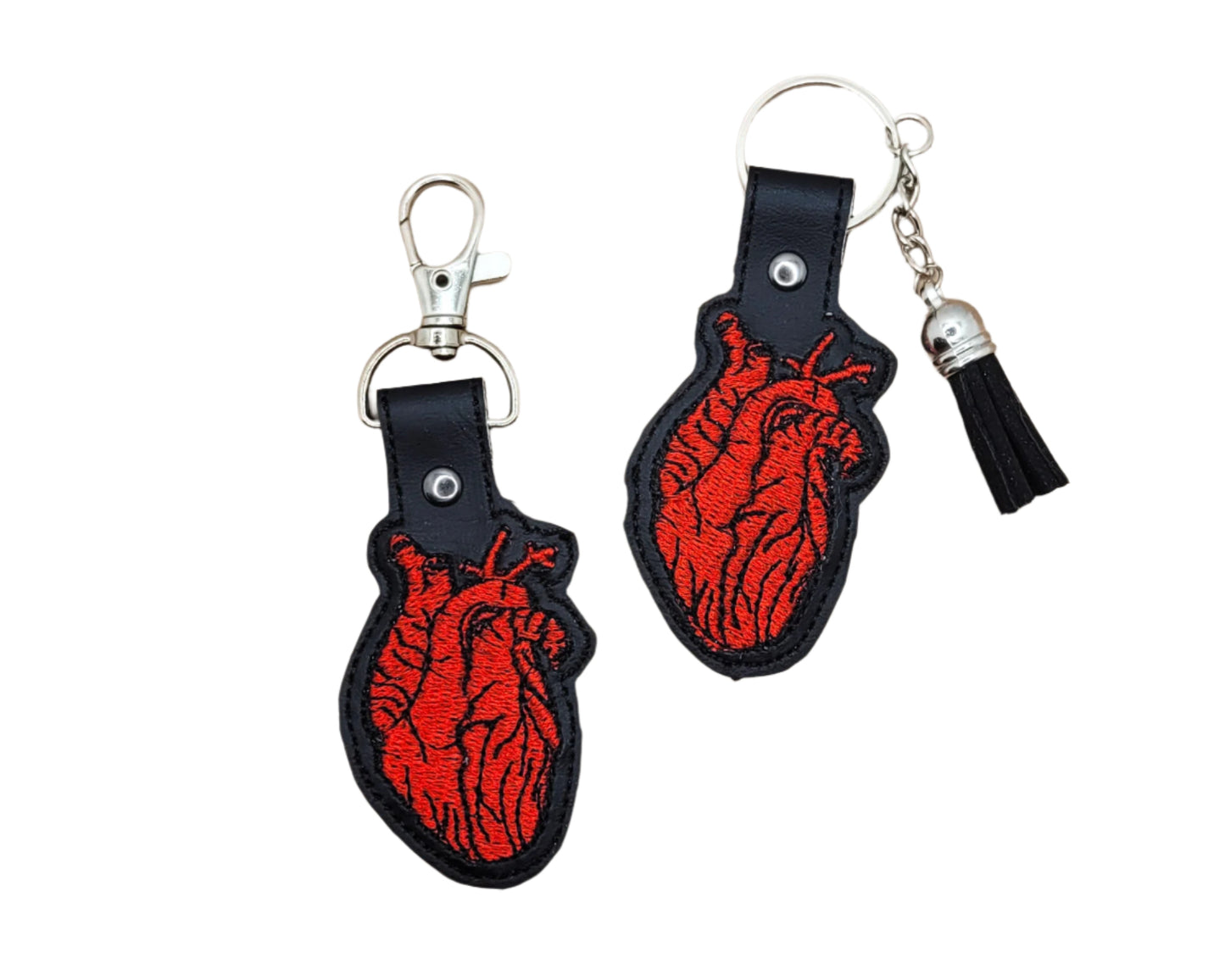 Realistic Heart Embroidered Vinyl Keychain