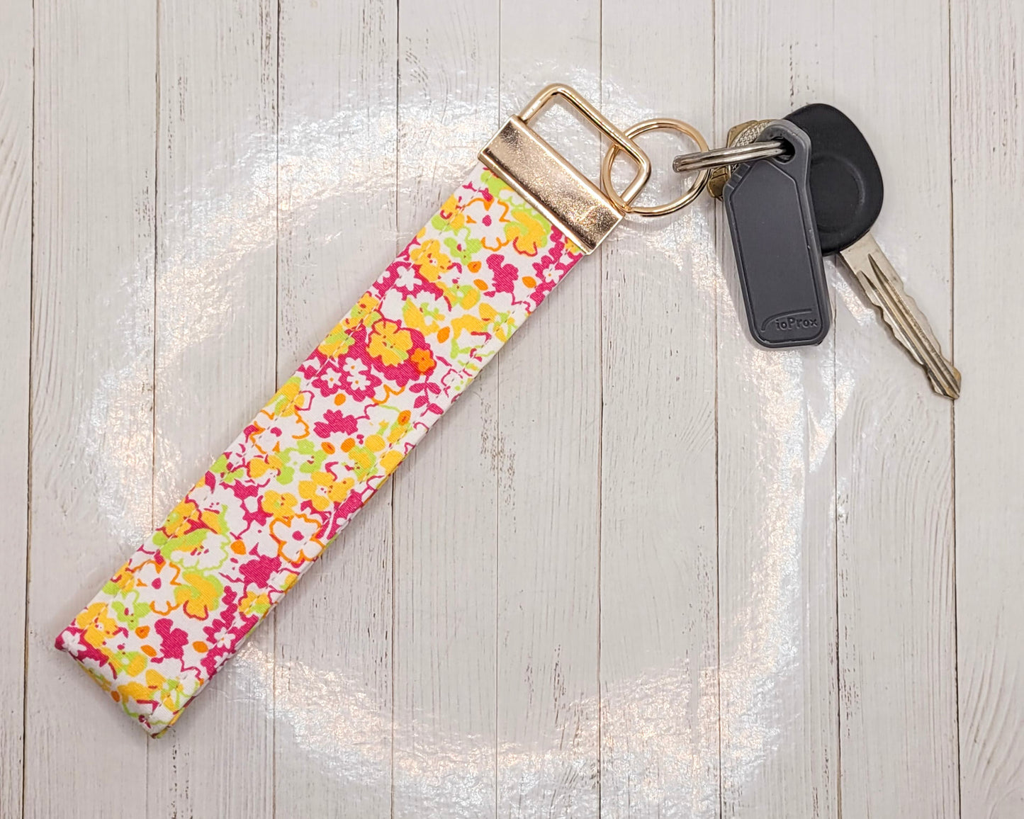 Neon Flowers Wristlet Key Strap