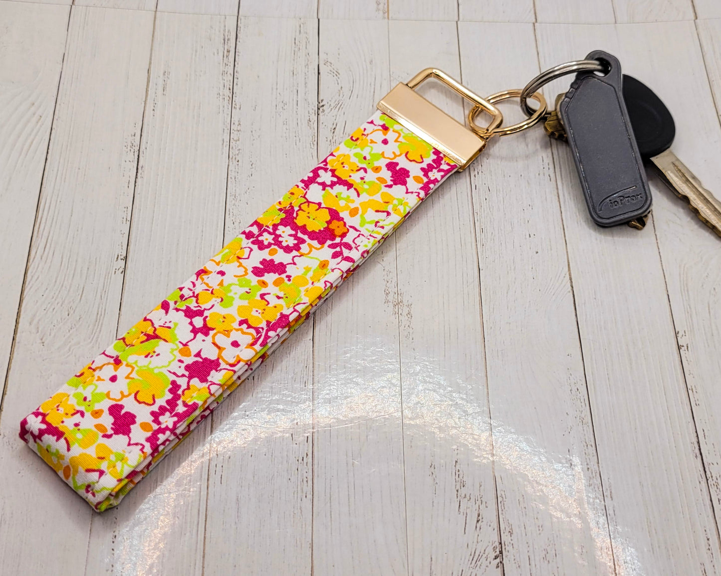 Neon Flowers Wristlet Key Strap
