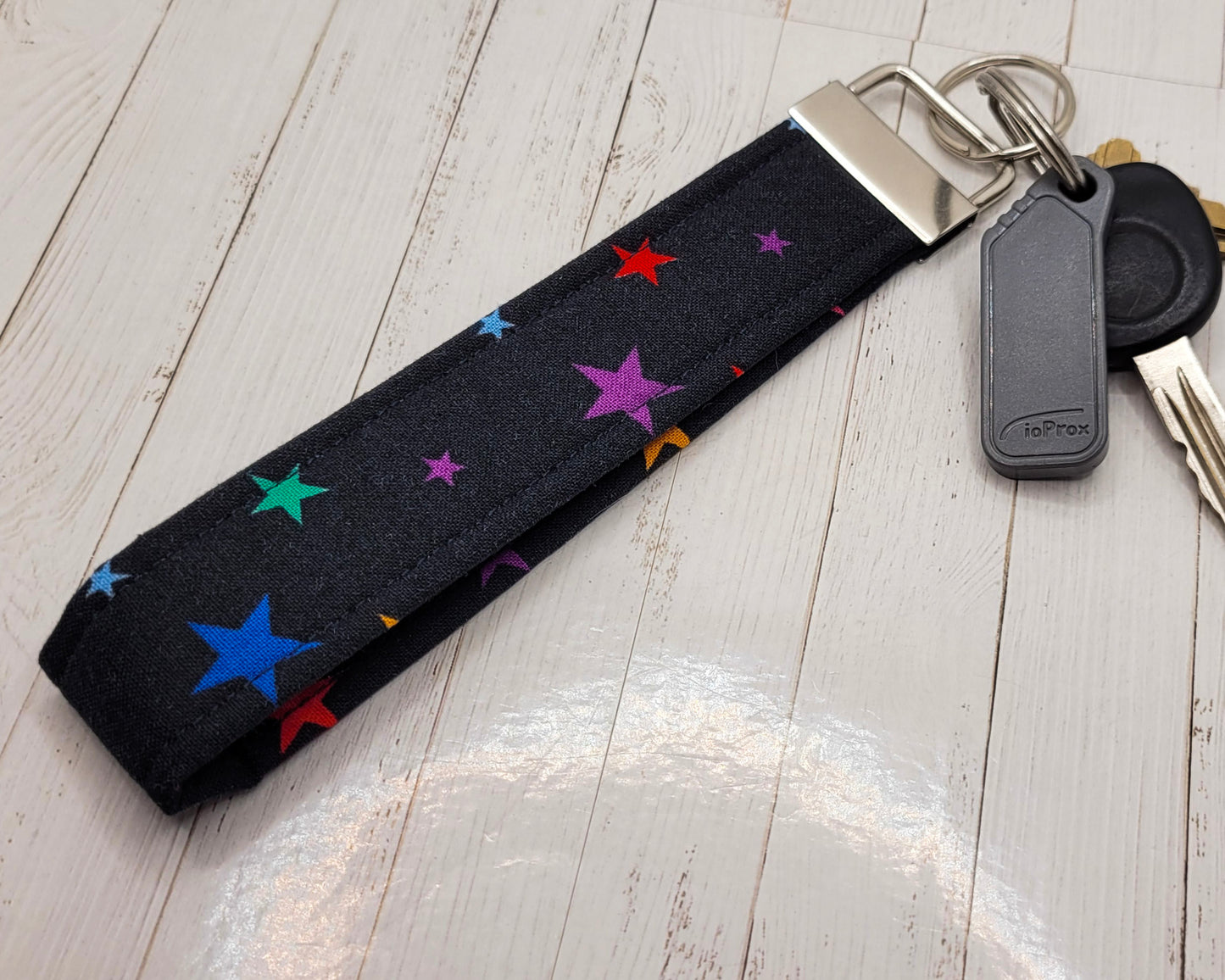 Rainbow Stars Wristlet Key Strap