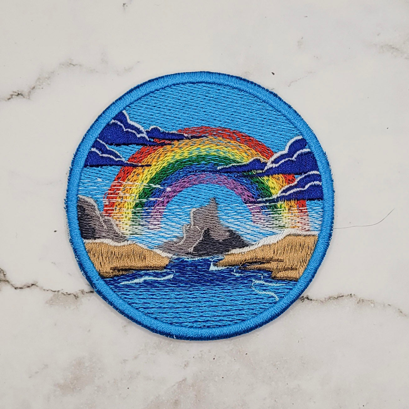 Mountain Lake Rainbow Embroidered Patch