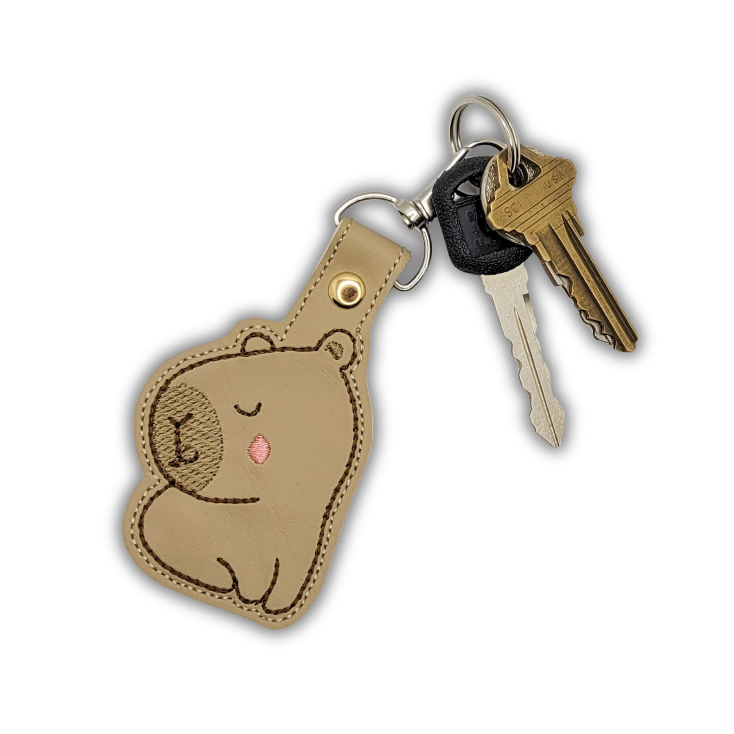 Capybara Embroidered Vinyl Keychain