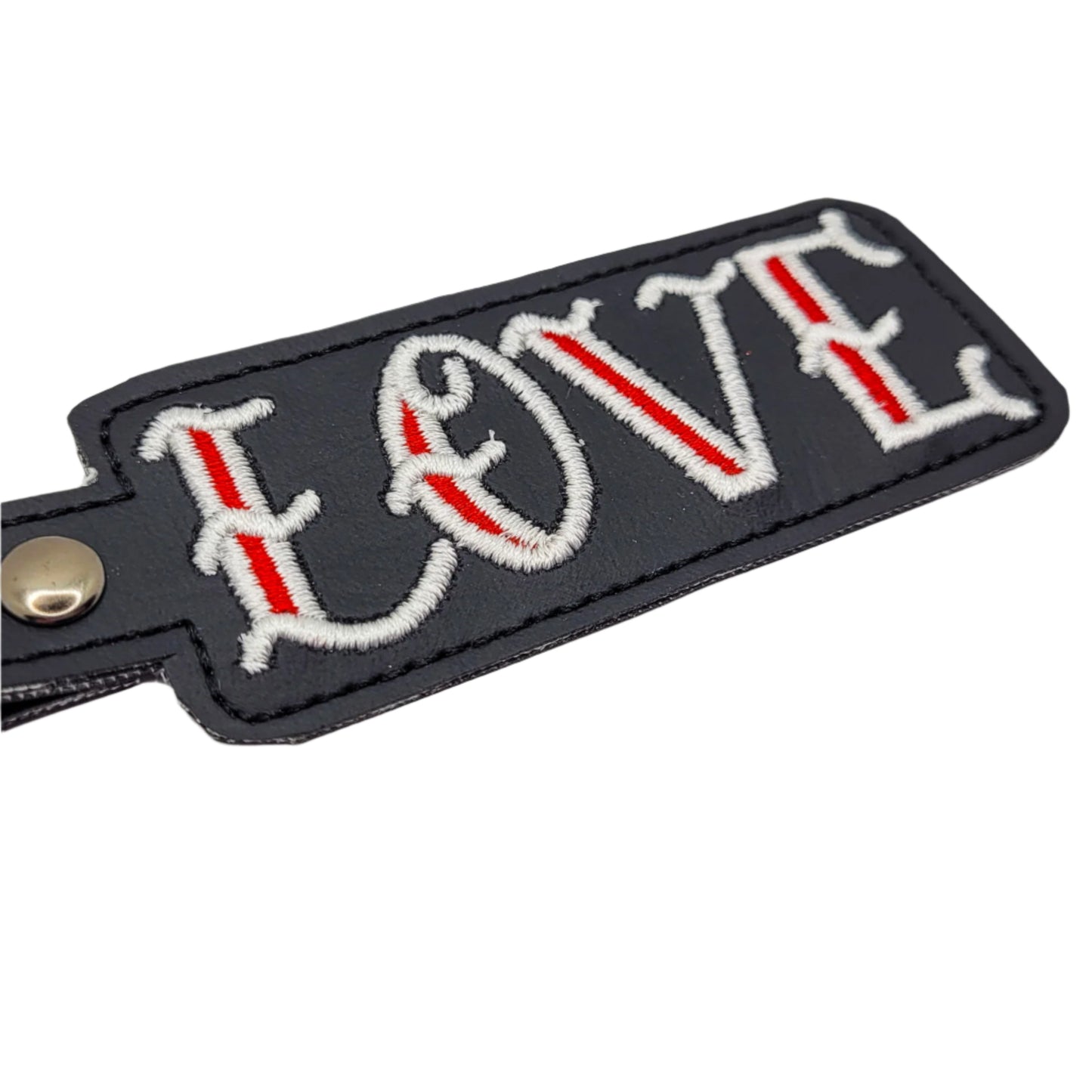 Gothic Love Embroidered Vinyl Keychain