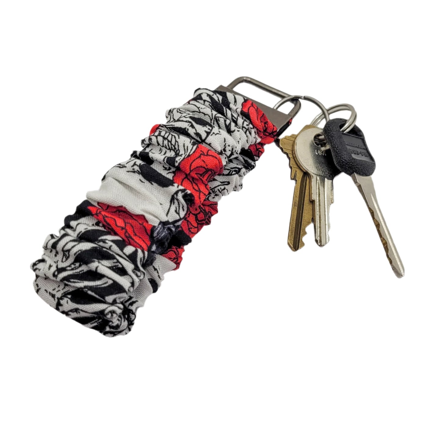Skeleton & Roses Scrunchie Wristlet Keychain