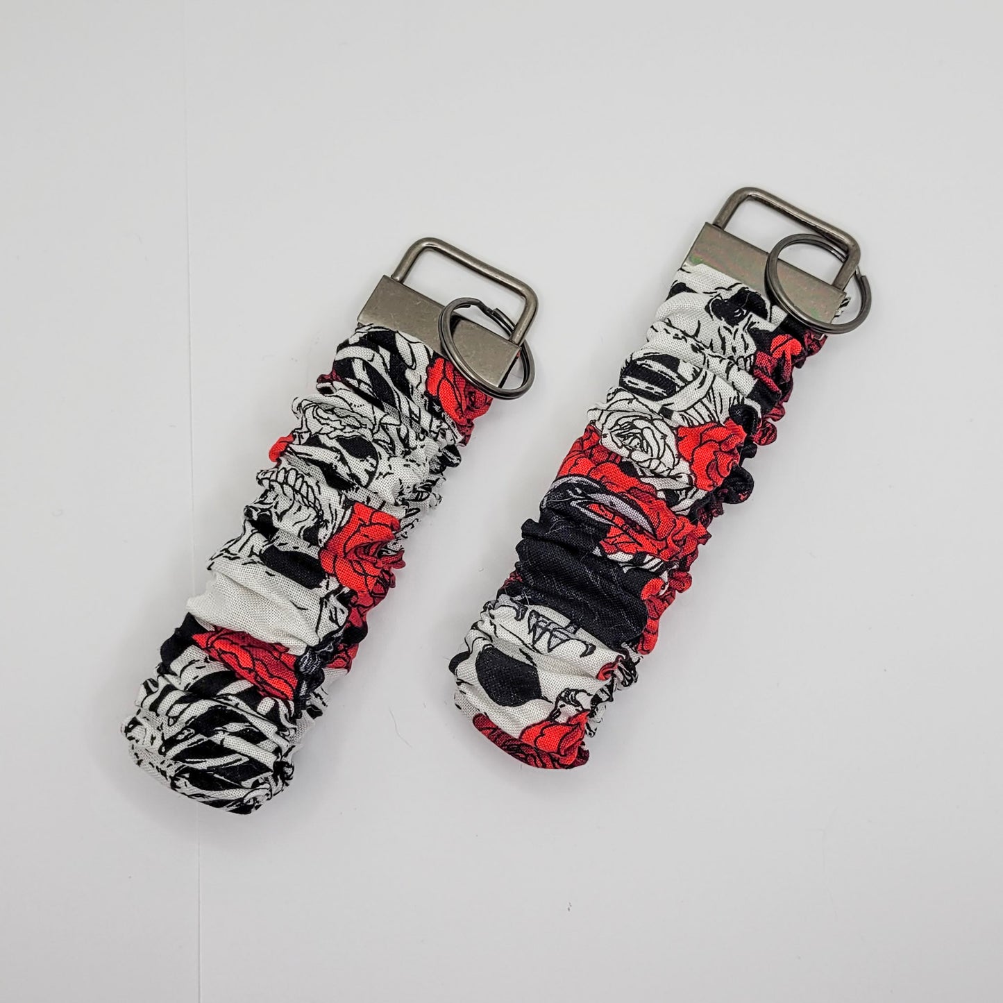 Skeleton & Roses Scrunchie Wristlet Keychain