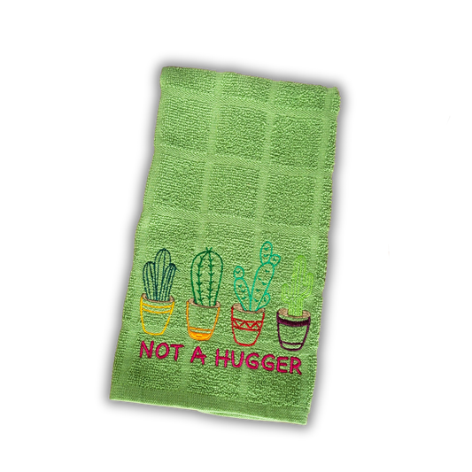 Not a Hugger Cactus Embroidered Hand & Tea Towel
