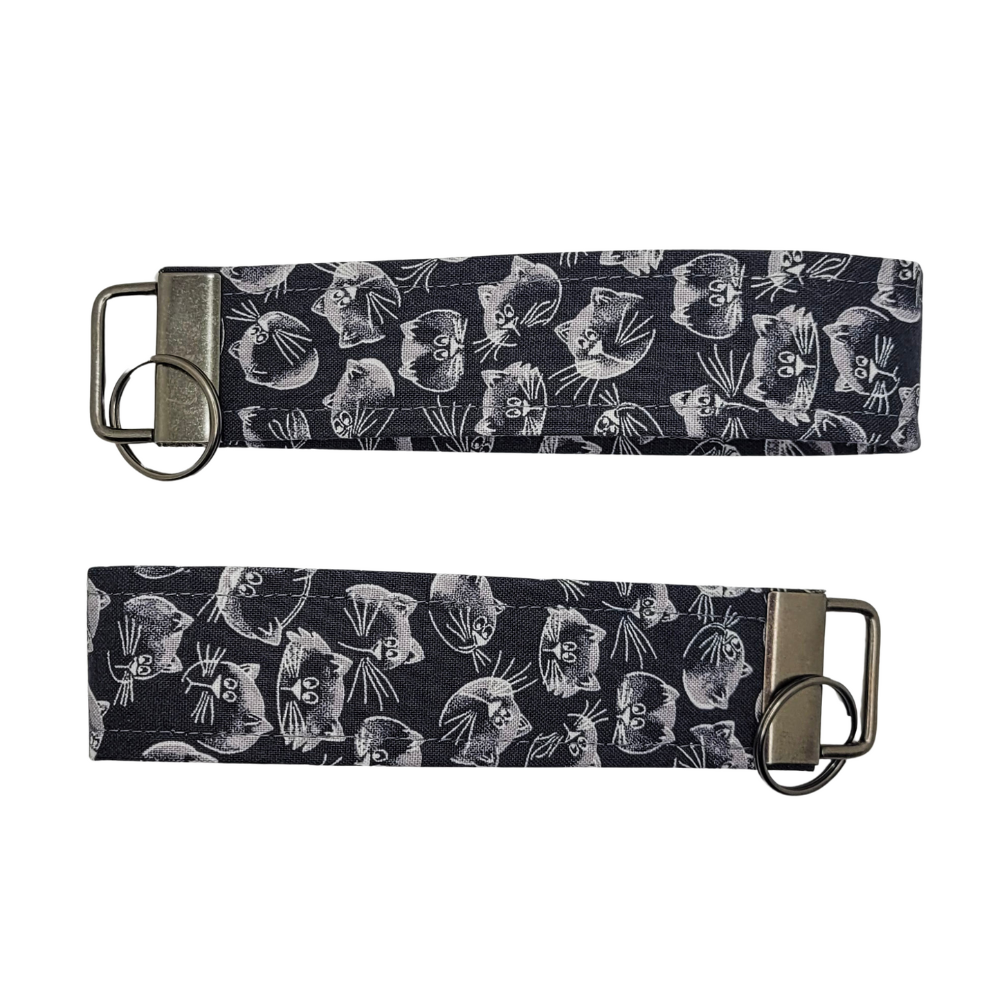 Porte-clés bracelet à visages de chat noir