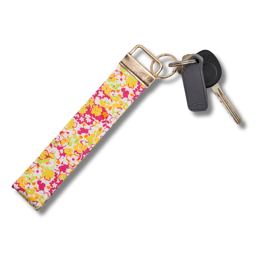 Neon Flowers Wristlet Key Strap