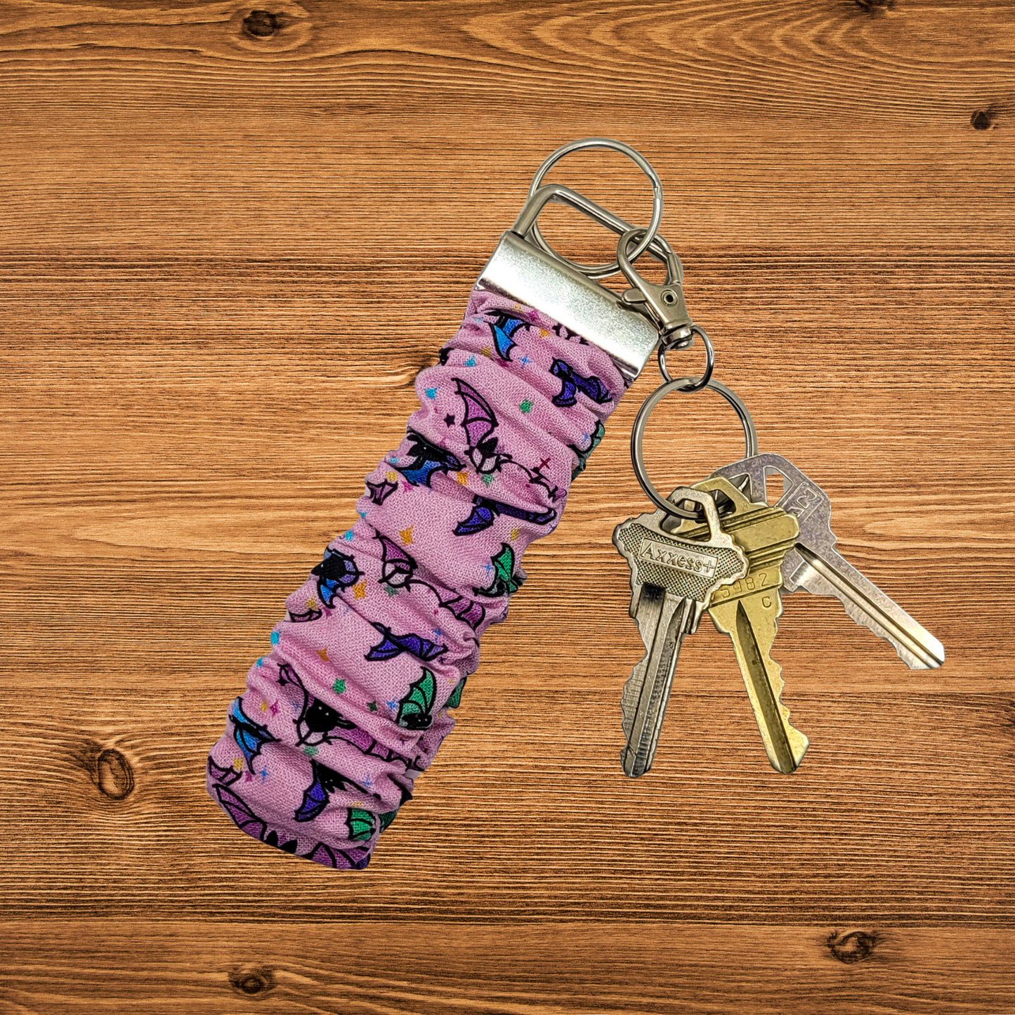 Pastel Bats Scrunchie Keychain