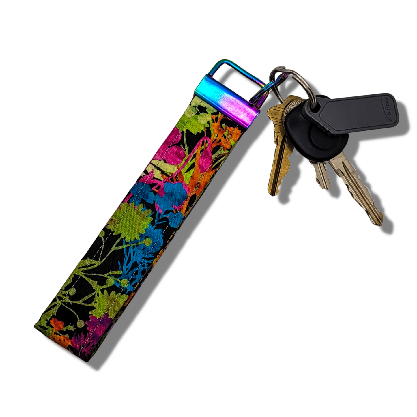 Rainbow Floral Wristlet Key Strap
