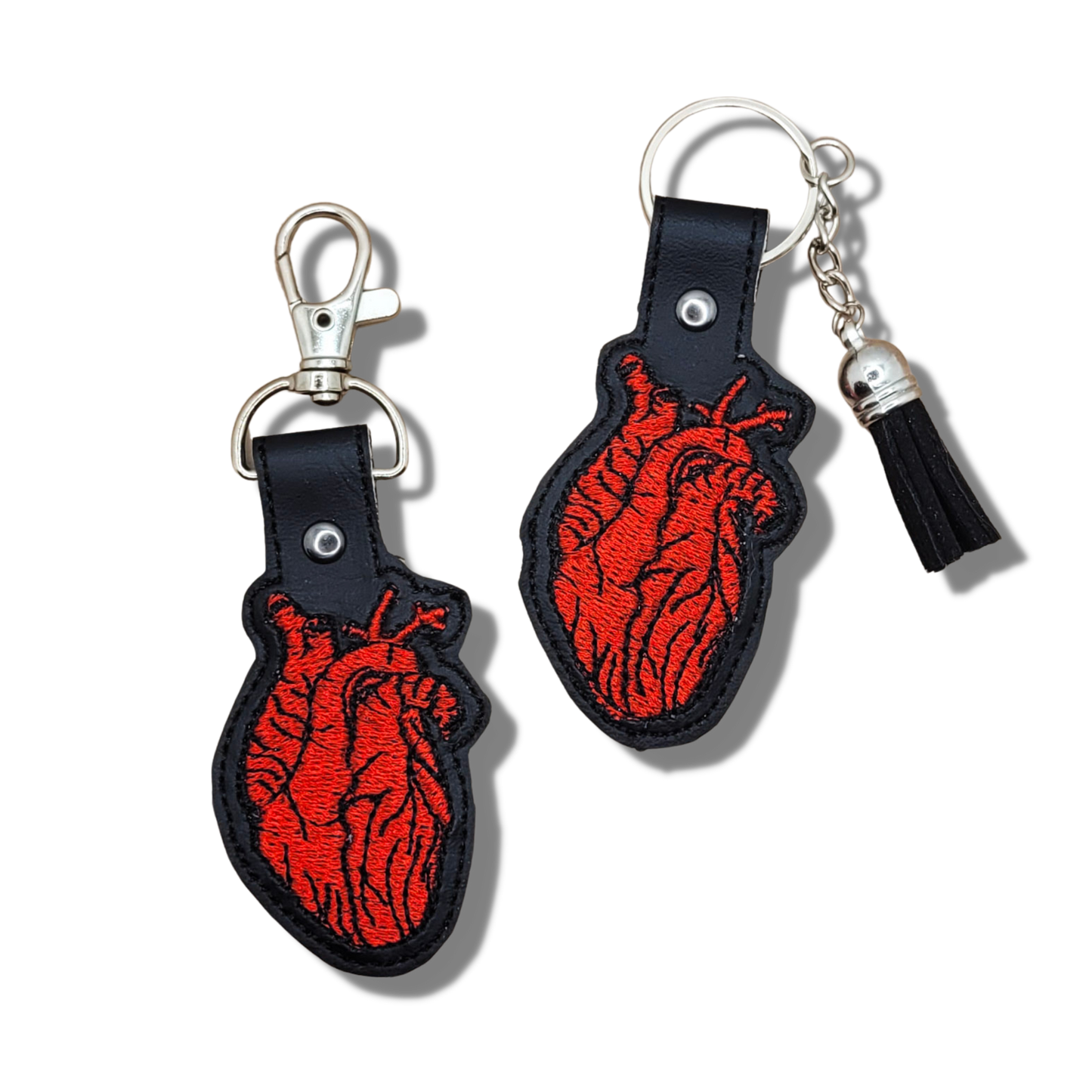 Realistic Heart Embroidered Vinyl Keychain