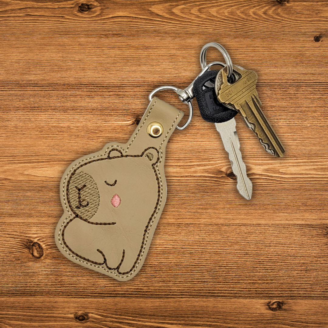 Capybara Embroidered Vinyl Keychain