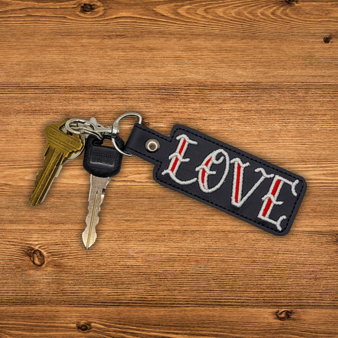 Gothic Love Embroidered Vinyl Keychain