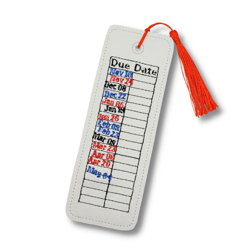 Library Due Date Embroidered Bookmark