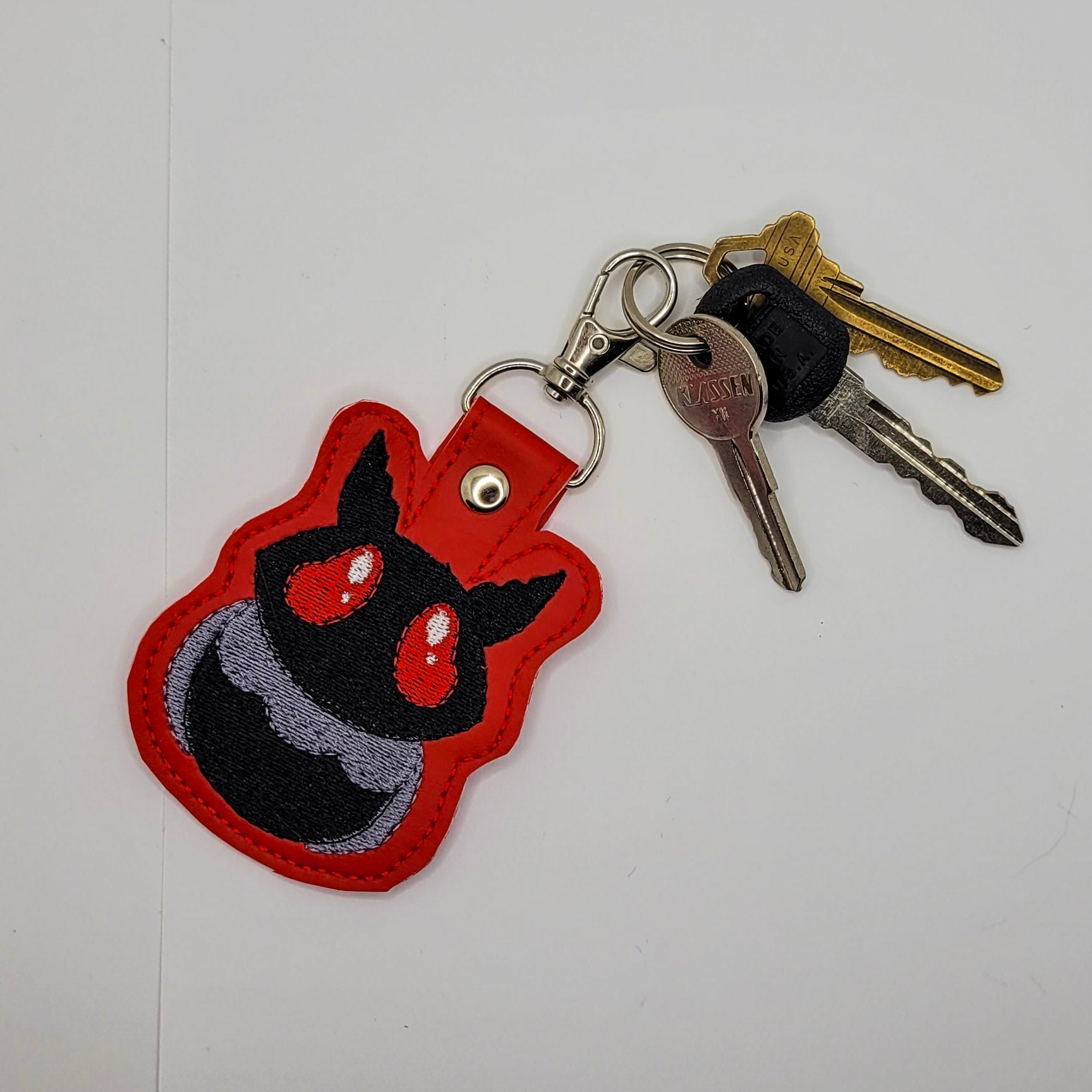 Chibi Mothman Embroidered Vinyl Keychain
