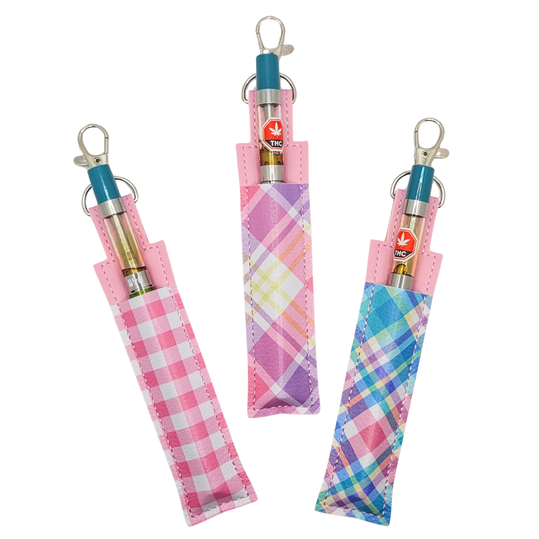 Pink Plaid Vinyl Pen Case
