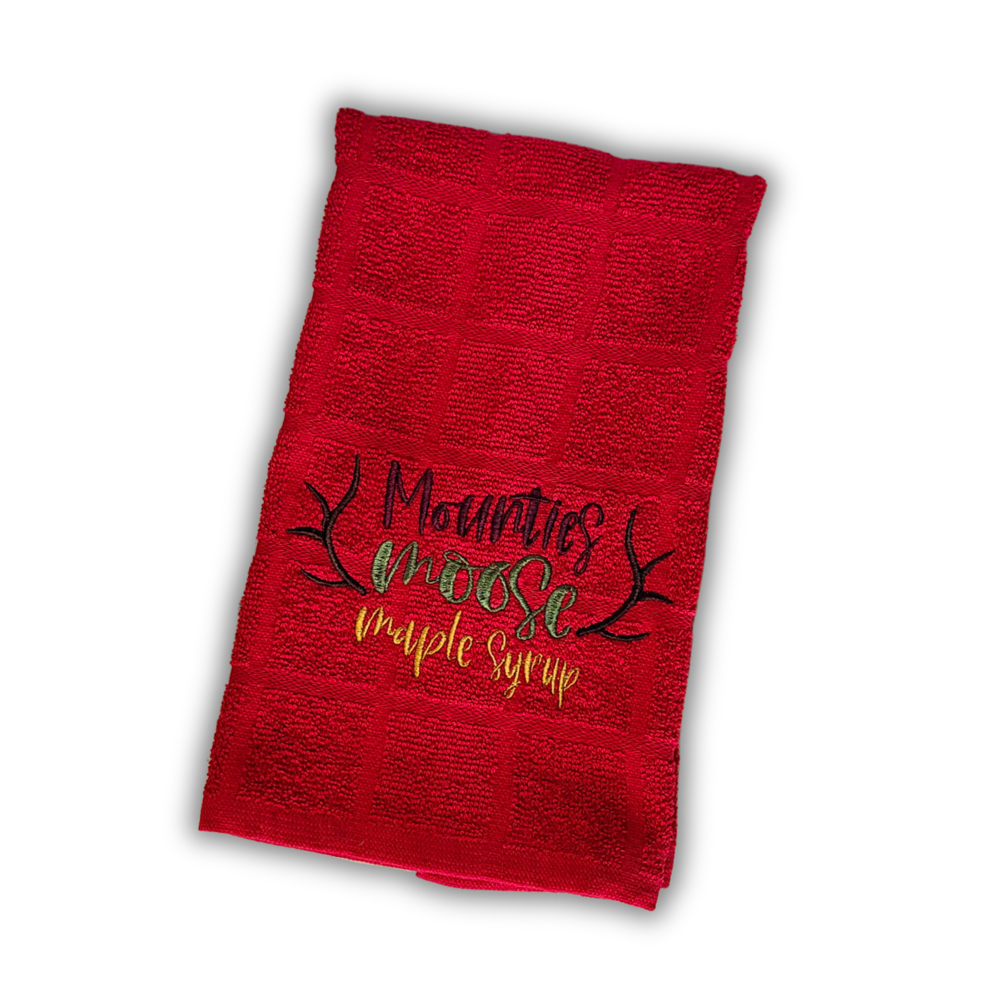 Mounties, Moose, Maple Syrup Embroidered Hand & Tea Towel