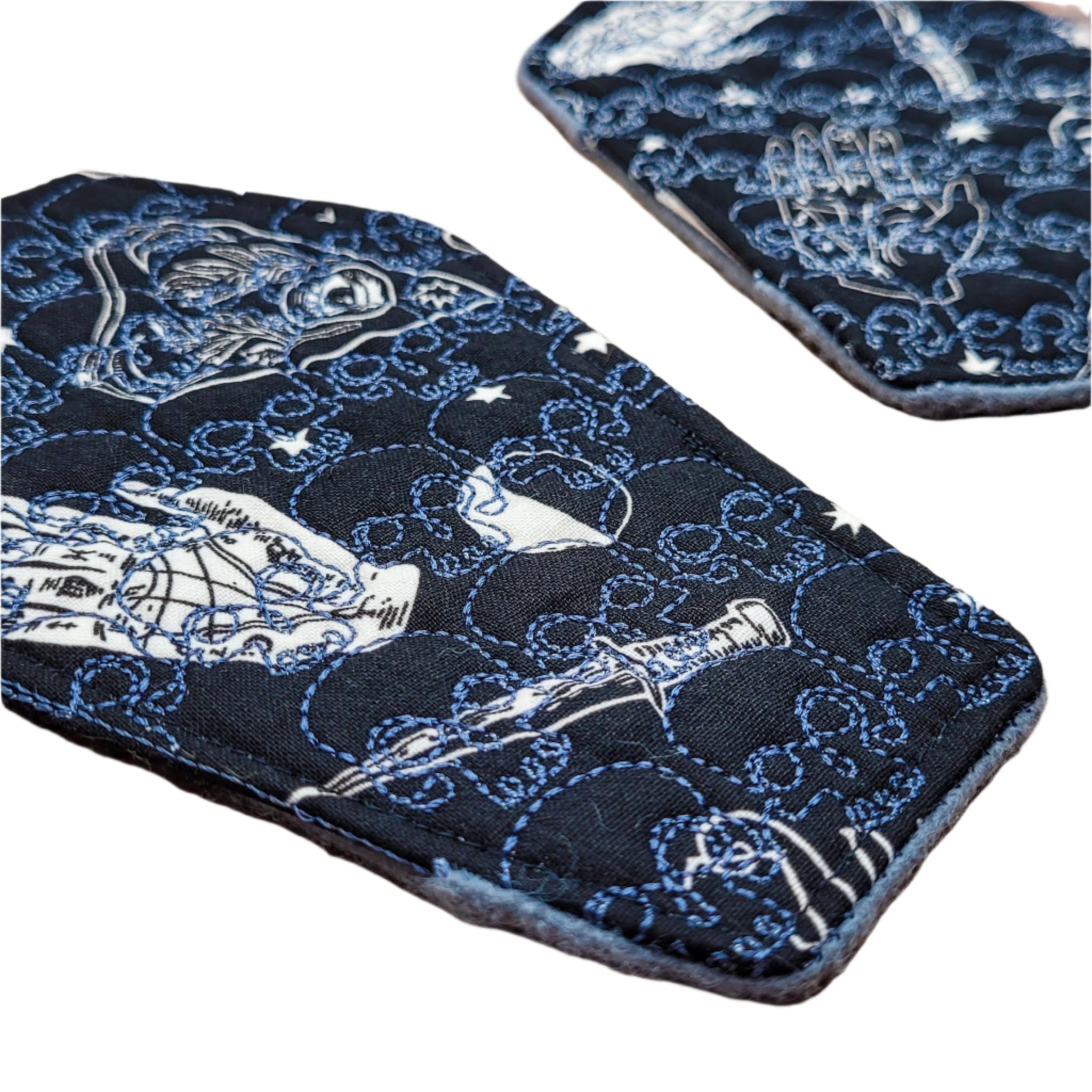 The Occult Skull Embroidered Coffin-Shaped Mug Rug