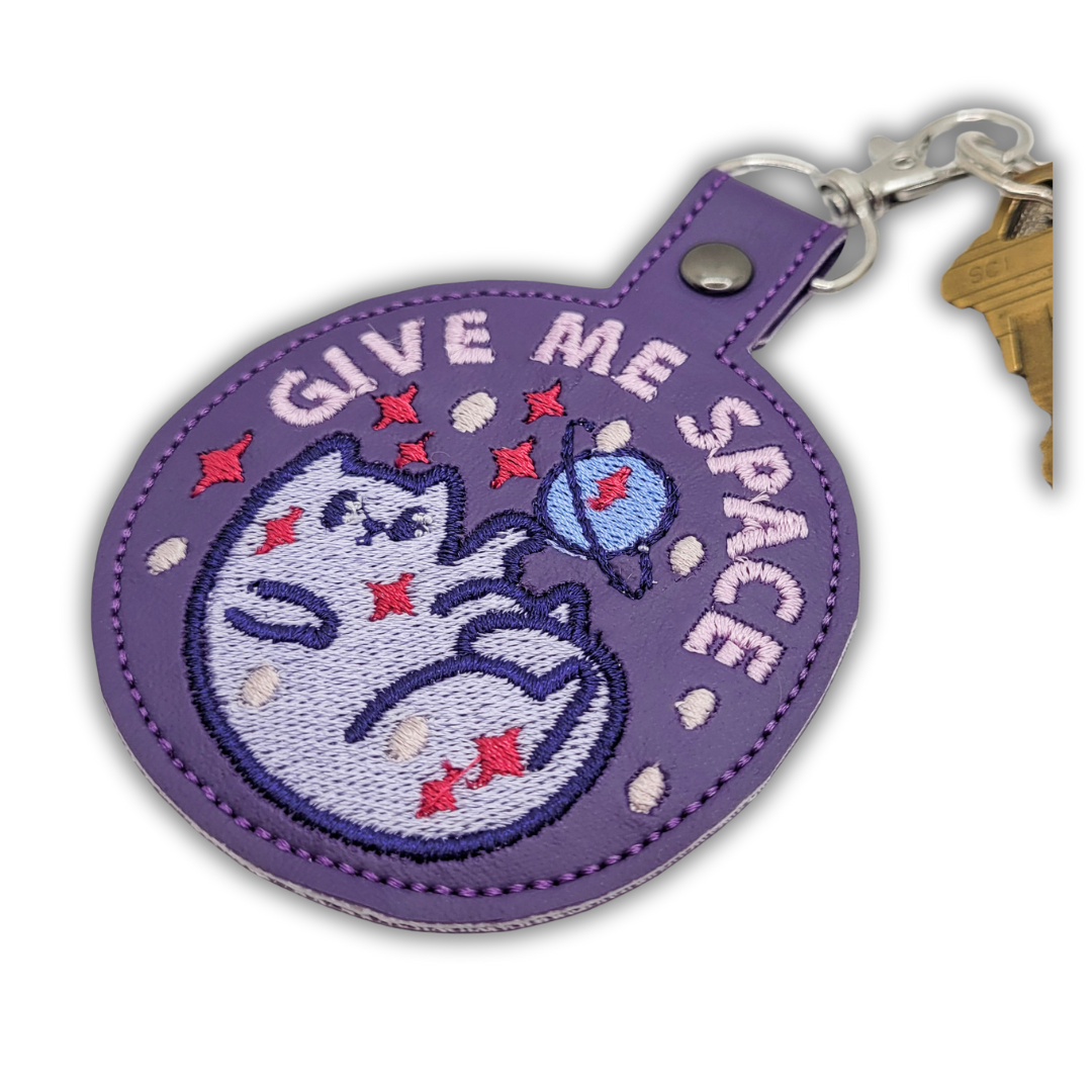 Give Me Space Embroidered Vinyl Keychain