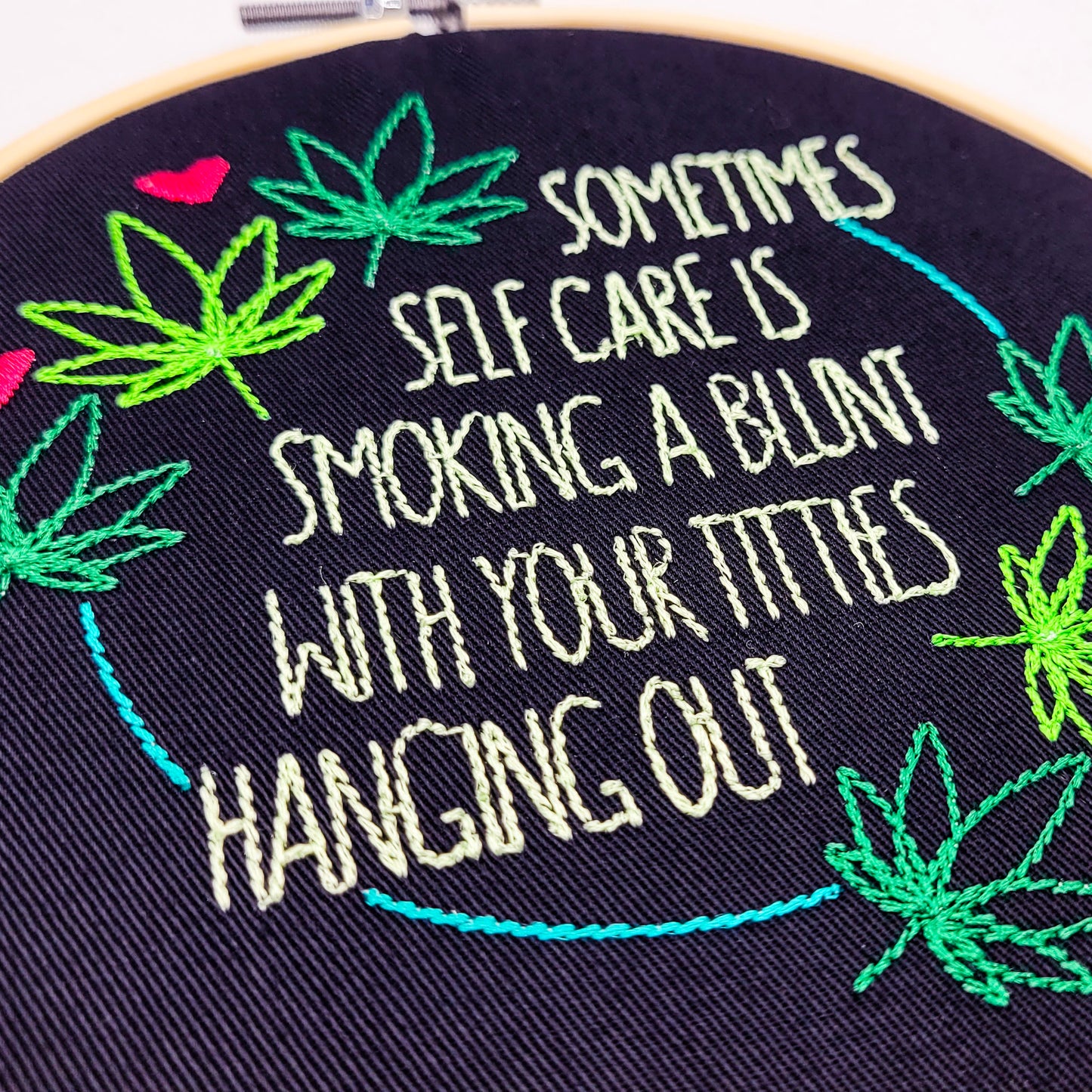 Self-Care Blunt Embroidered Wall Hanging - 6" Hoop