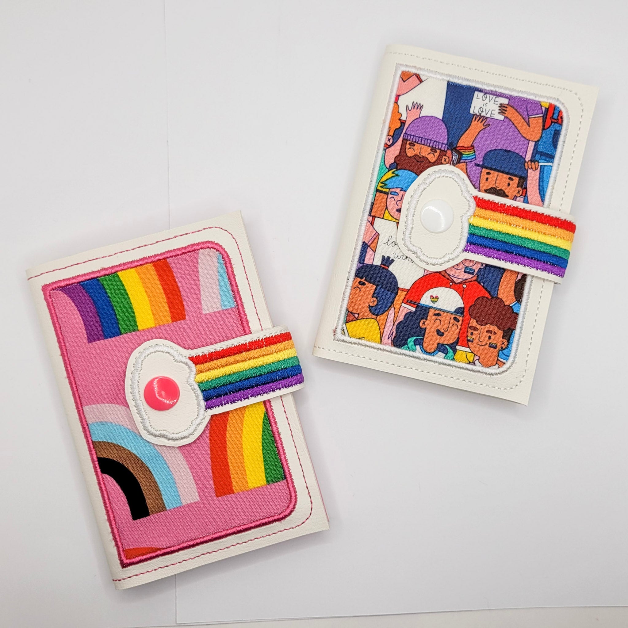 Pink Rainbow Embroidered Mini Composition Notebook Cover