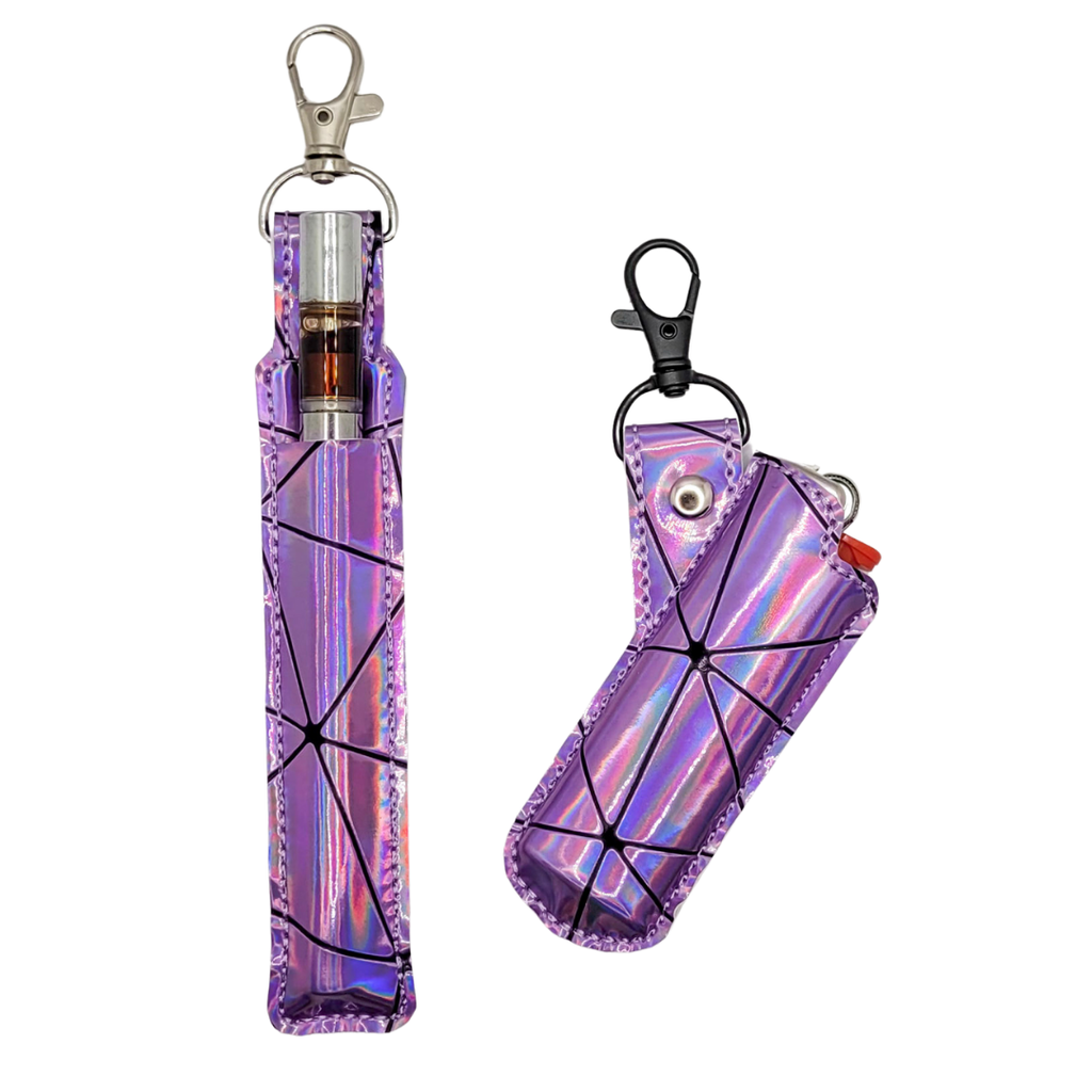 Estuche y soporte para vaporizador holográfico lila