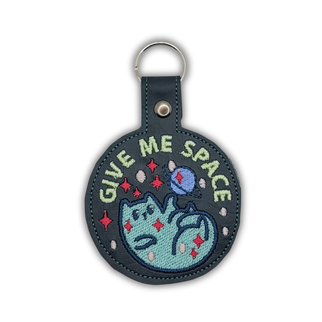 Give Me Space Embroidered Vinyl Keychain