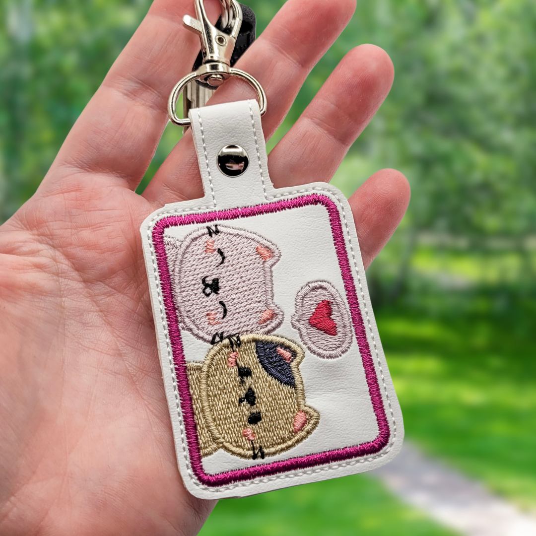 Love Cats Embroidered Vinyl Keychain