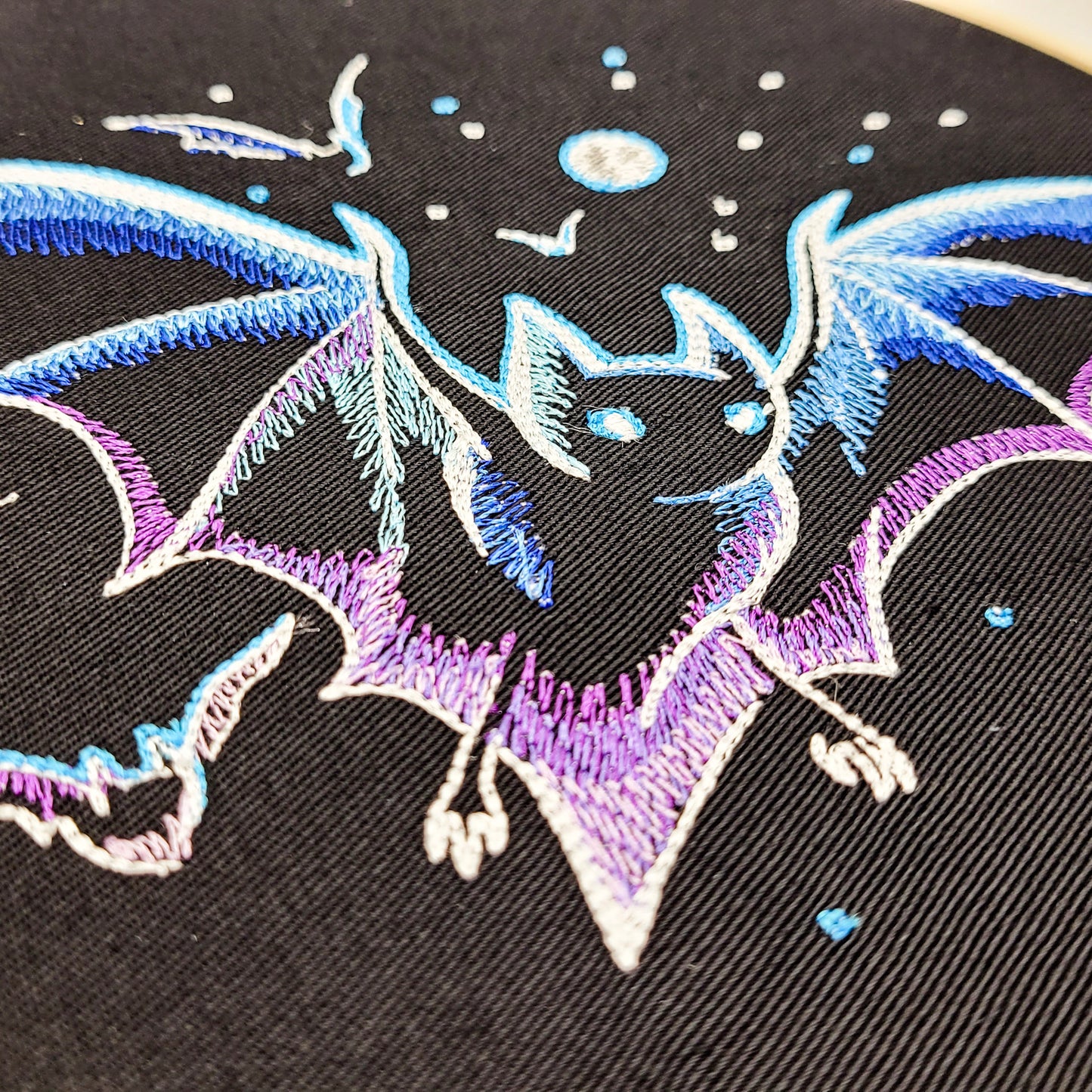 Night Sky Bats Embroidered Wall Hanging