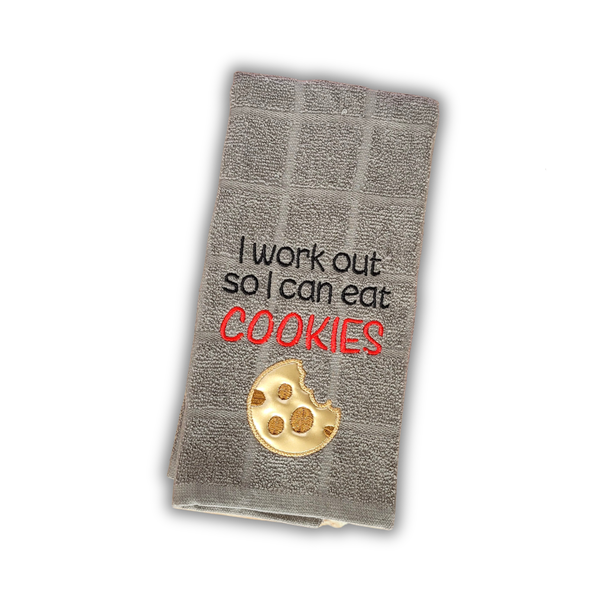 I Work Out So I Can Eat Cookies Embroidered Hand & Tea Towel