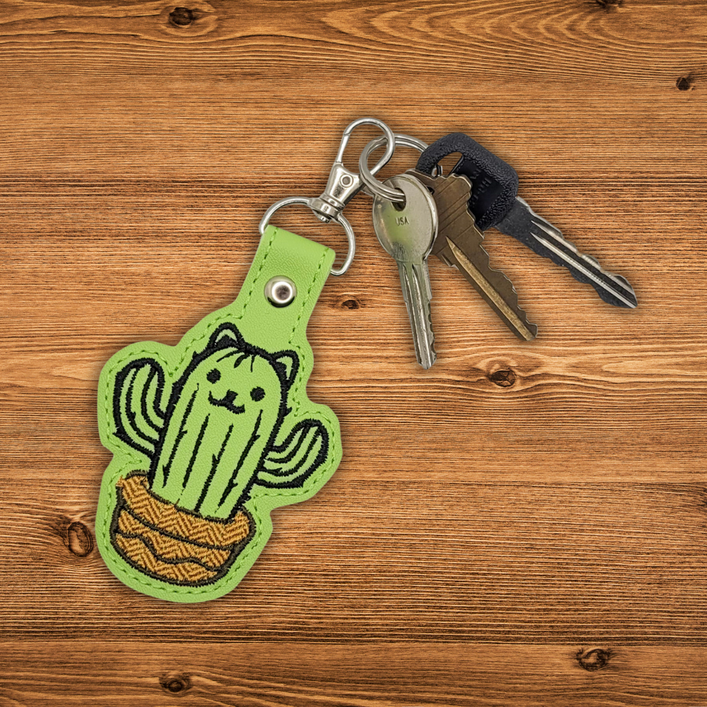 Catctus Vinyl Embroidered Keychain