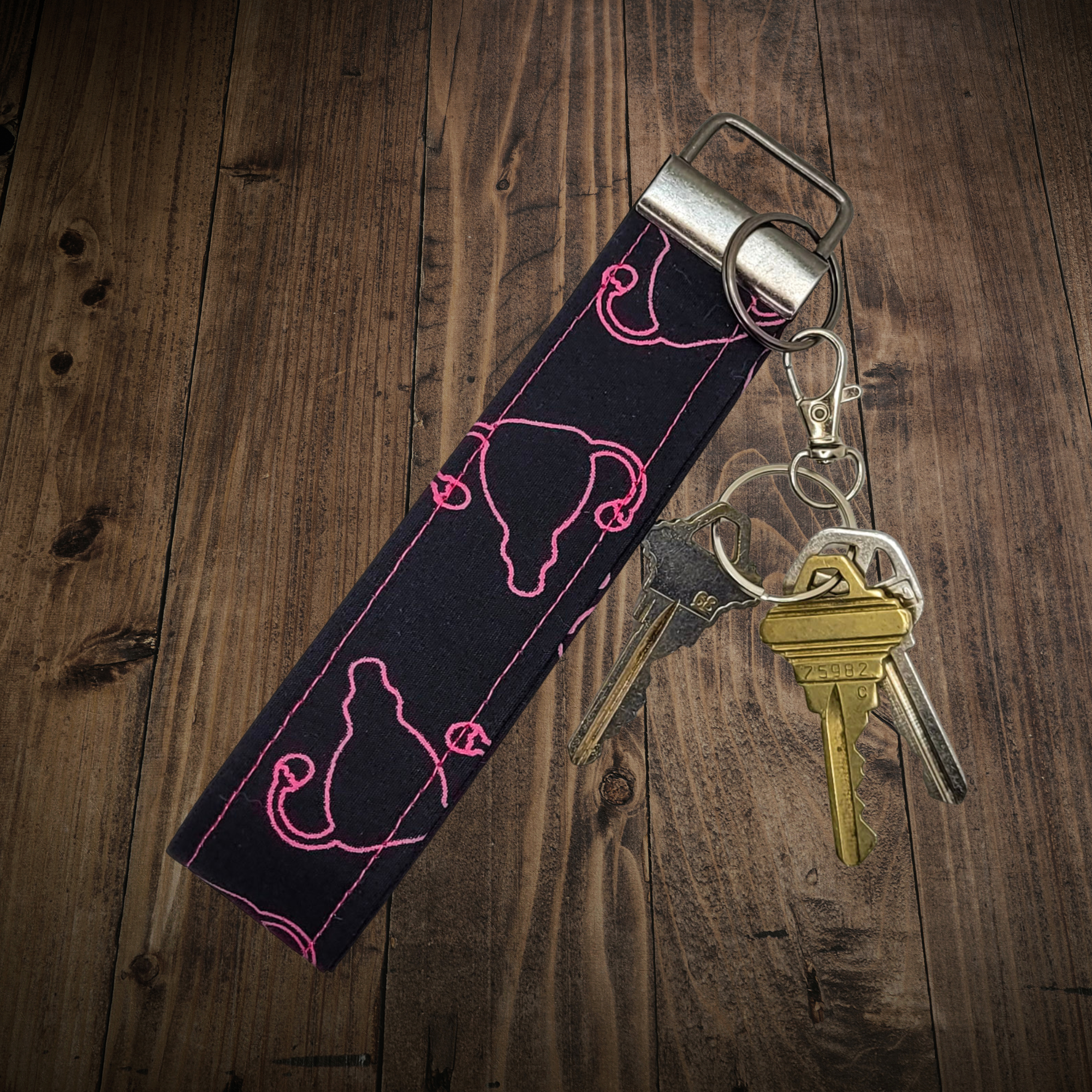 Uterus Wristlet Keychain Strap