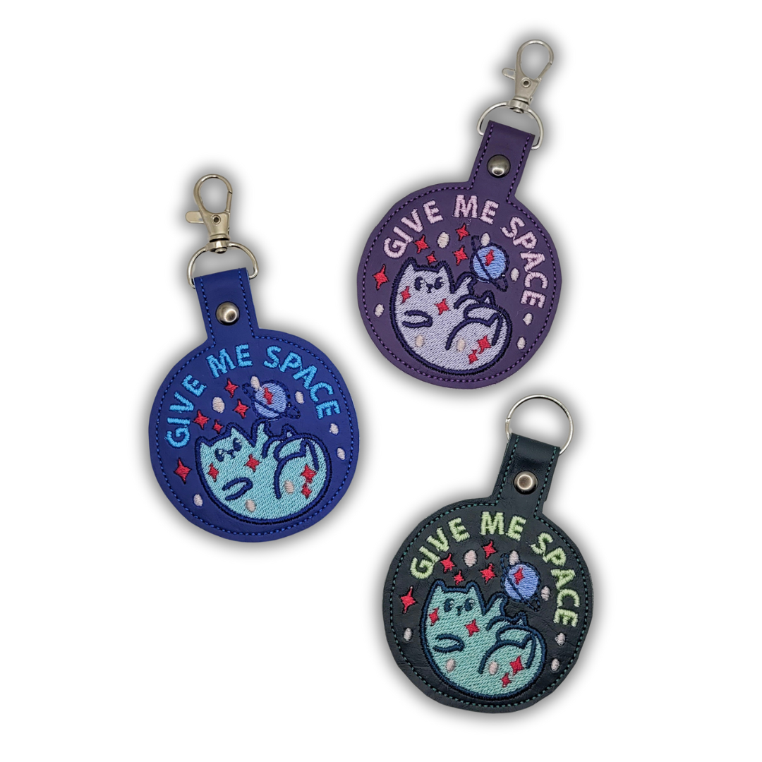 Give Me Space Embroidered Vinyl Keychain