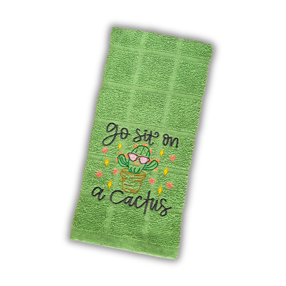 Go Sit on a Cactus Embroidered Hand & Tea Towel