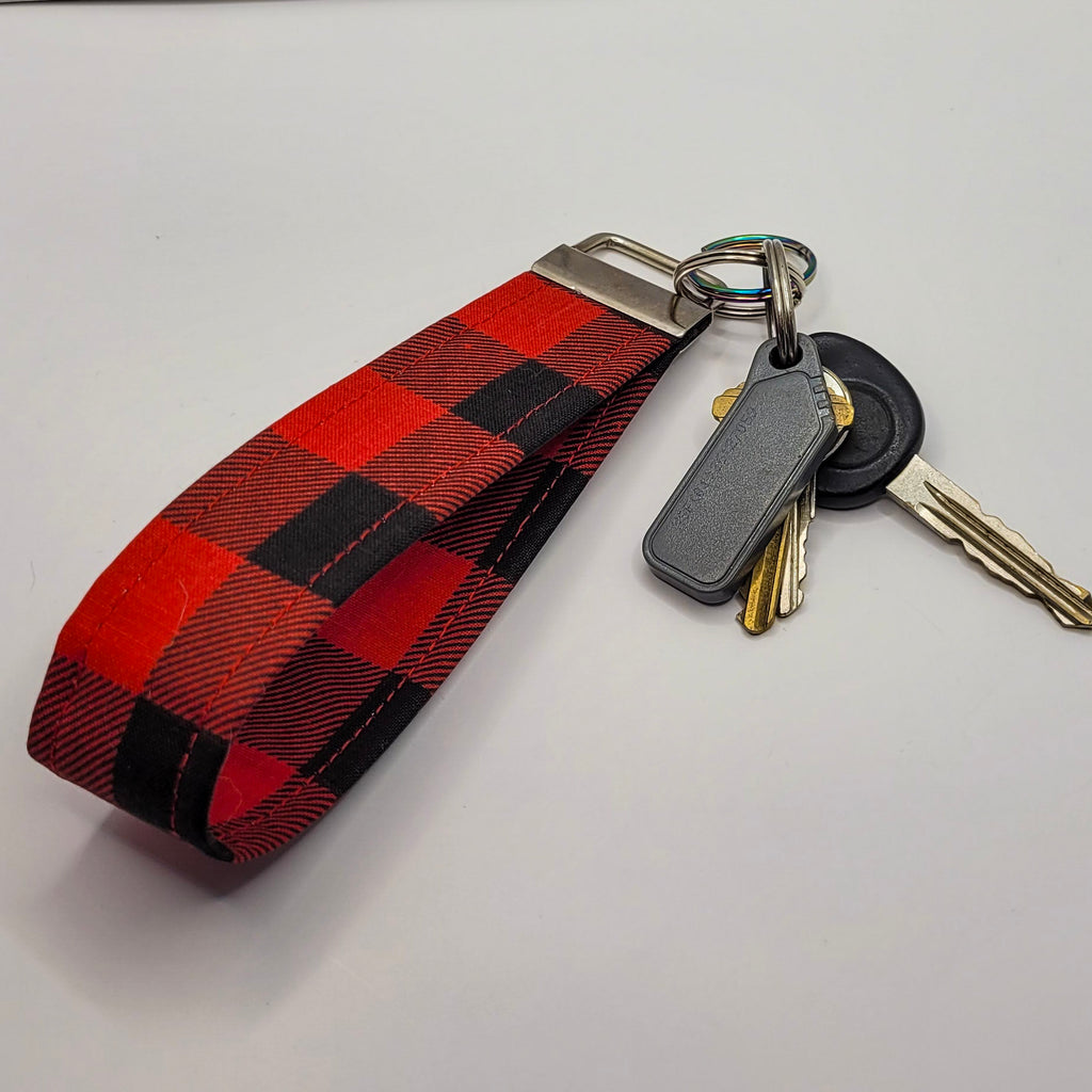 Red & Black Buffalo Plaid Wristlet Key Strap