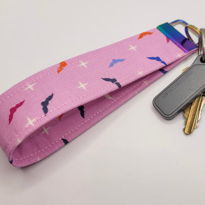Pink Bats Wristlet Key Strap