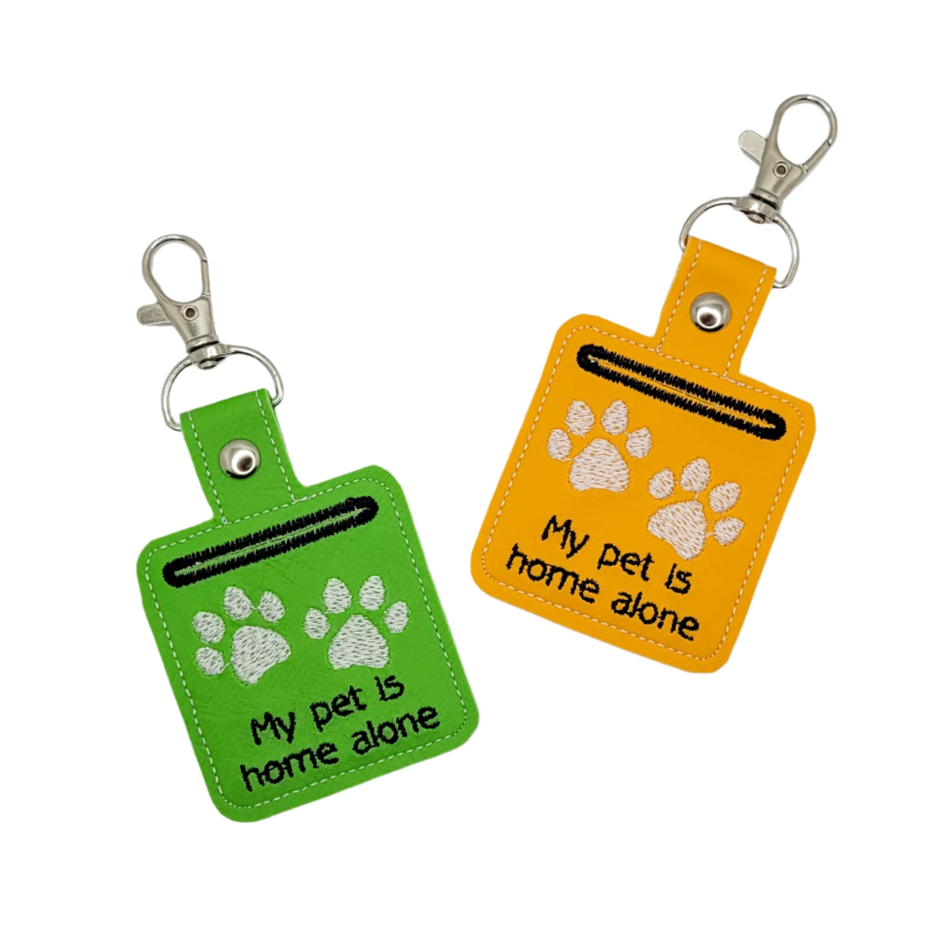 My Pet Is Home Alone Embroidered Vinyl Keychain