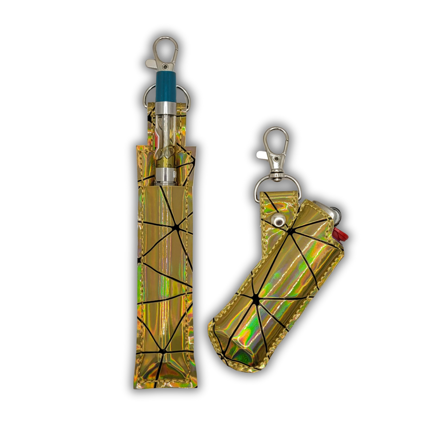 Gold Holographic Vape & Lighter Case Set