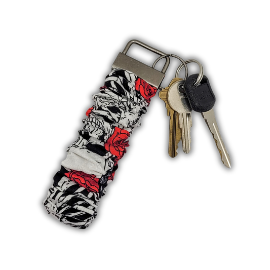 Skeleton & Roses Scrunchie Wristlet Keychain