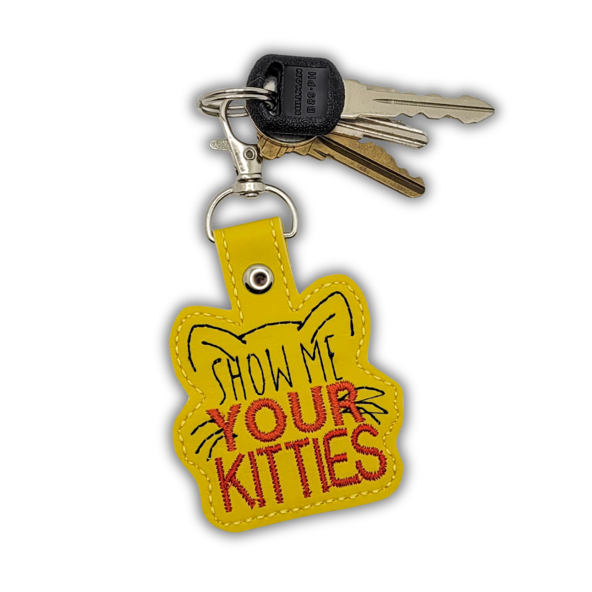 Show Me Your Kitties Embroidered Vinyl Keychain