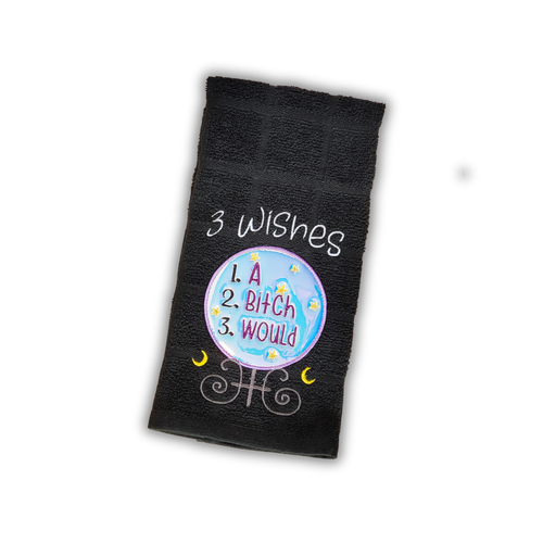 3 Wishes Embroidered Hand & Tea Towel