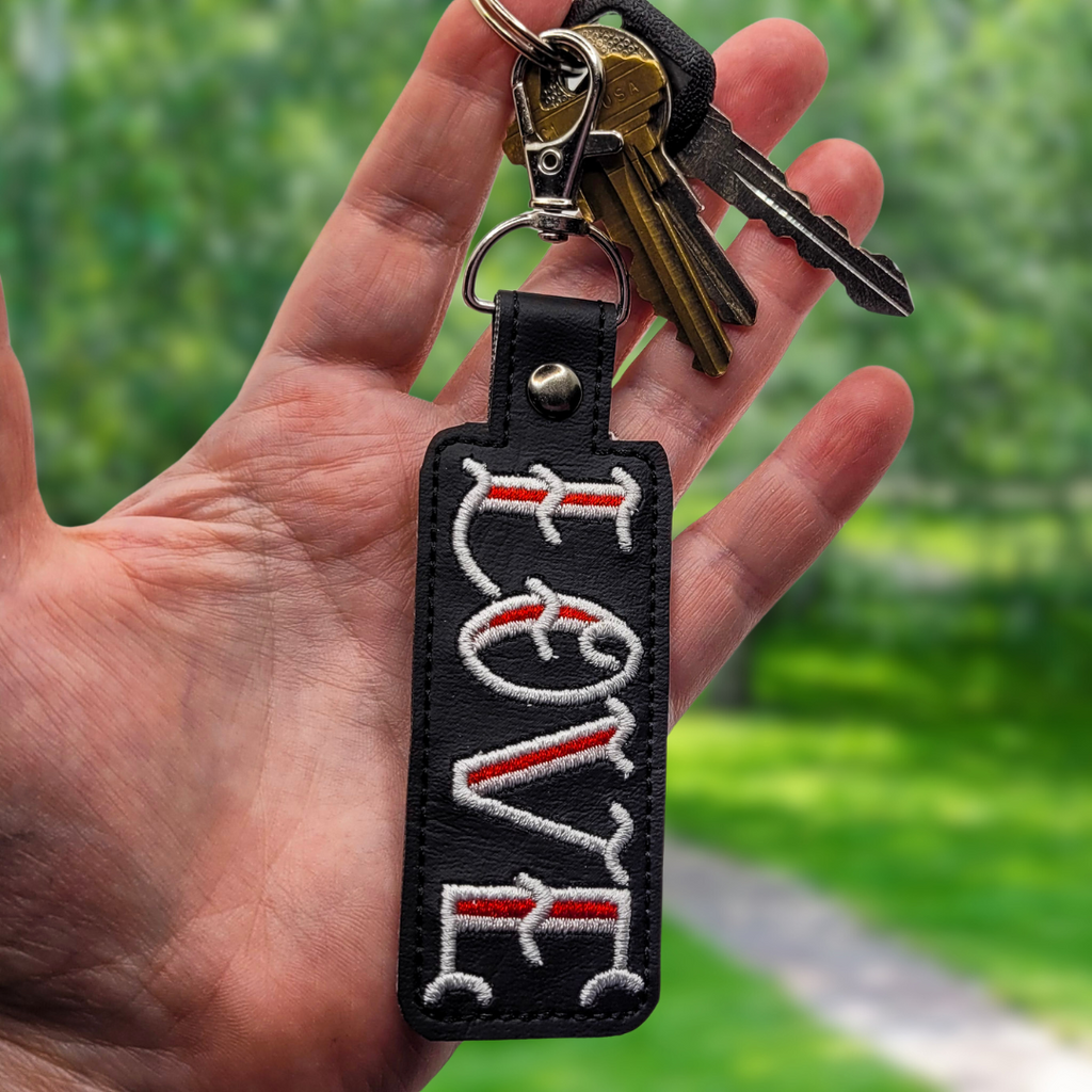 Gothic Love Embroidered Vinyl Keychain